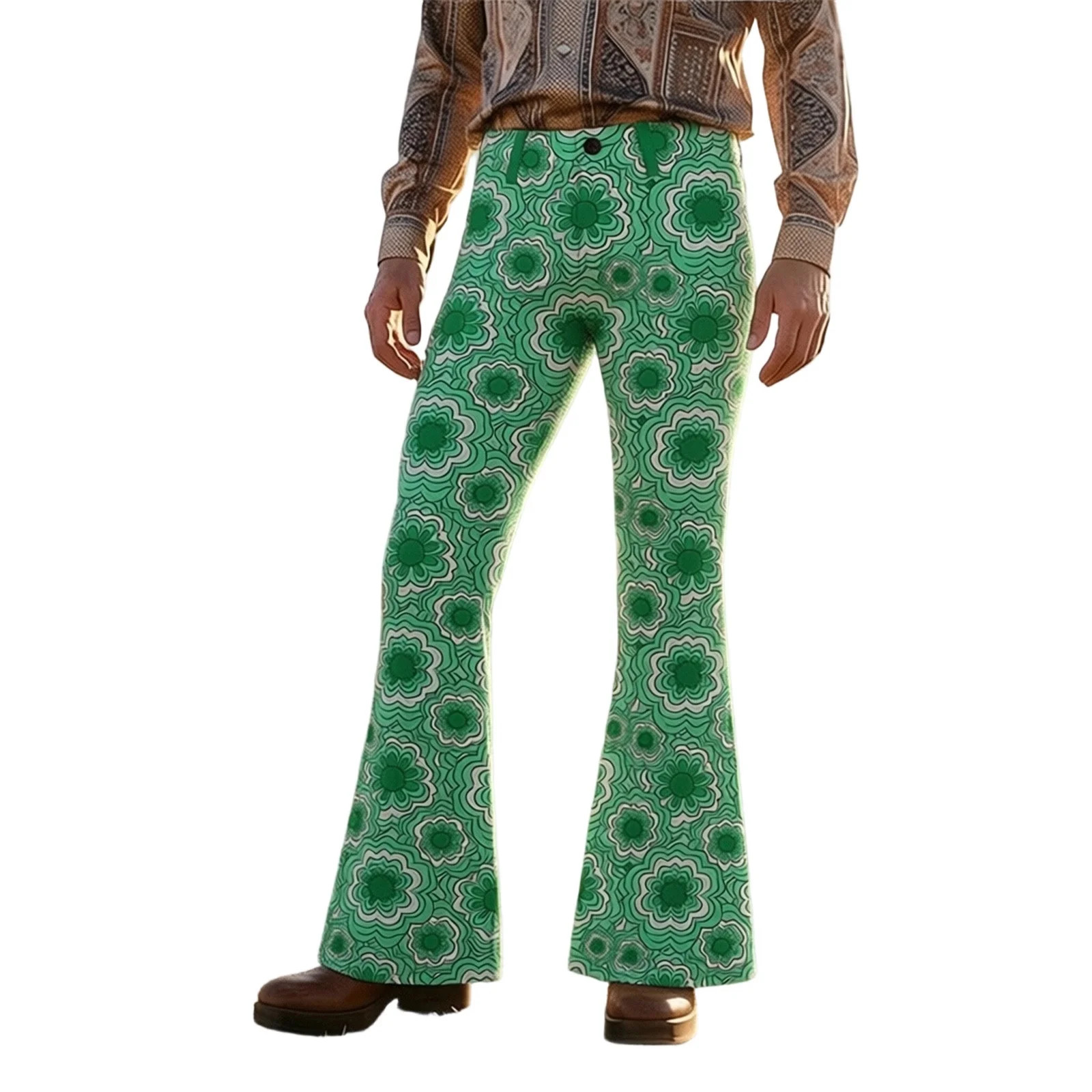 CONZONE Mens 70S Disco Flared Pants Vintage Hippie Pants for Men Trendy Funny Graphic Bell Bottoms - Walmart.com | Walmart (US)
