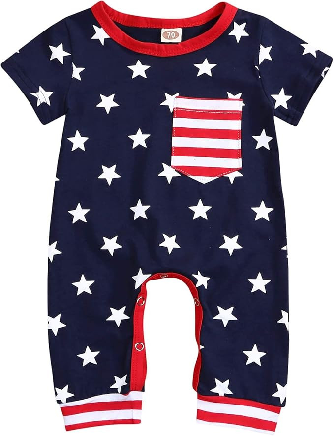 MAMAMI 4th Of July Romper Newborn Baby Girls Boys American Flag Bodysuit Summer Outfits 0-18M | Amazon (US)