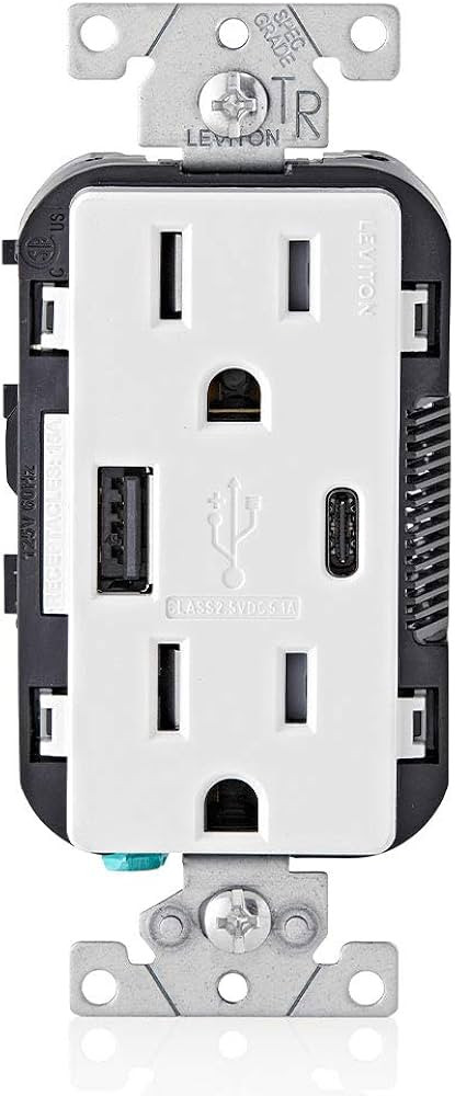 Leviton T5633-W Type A & Type-C USB In-Wall Charger with 15A Tamper-Resistant Outlet, USB Charger... | Amazon (US)