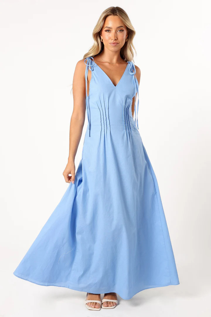 Lainey Tie Maxi Dress - Blue | Petal & Pup (AU)