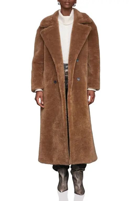 Avec Les Filles Double Breasted Oversized Faux Fur Maxi Coat in Teddy at Nordstrom, Size Medium | Nordstrom