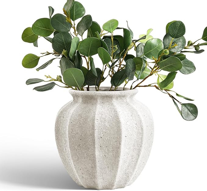 9.3" Ceramic Vase, Artisan Large White Ceramic Vase for Modern Farmhouse Home Decor, Substantial ... | Amazon (US)