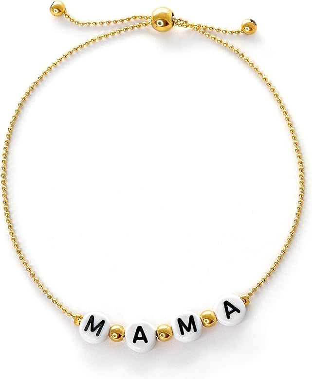 Mama Bracelet, Mom Jewelry, Mama Bracelets for Women, Gifts for Mom from Daughter, 14k Gold Brace... | Amazon (US)