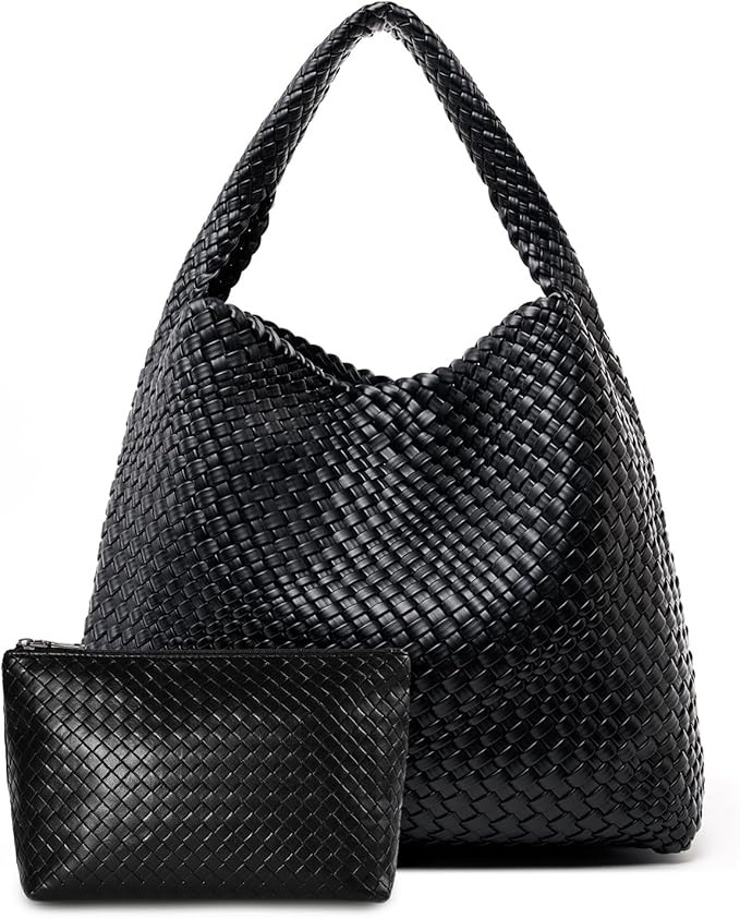 Large Woven Tote Bag for Women Weave Purse Woven Leather Handbag | Amazon (US)