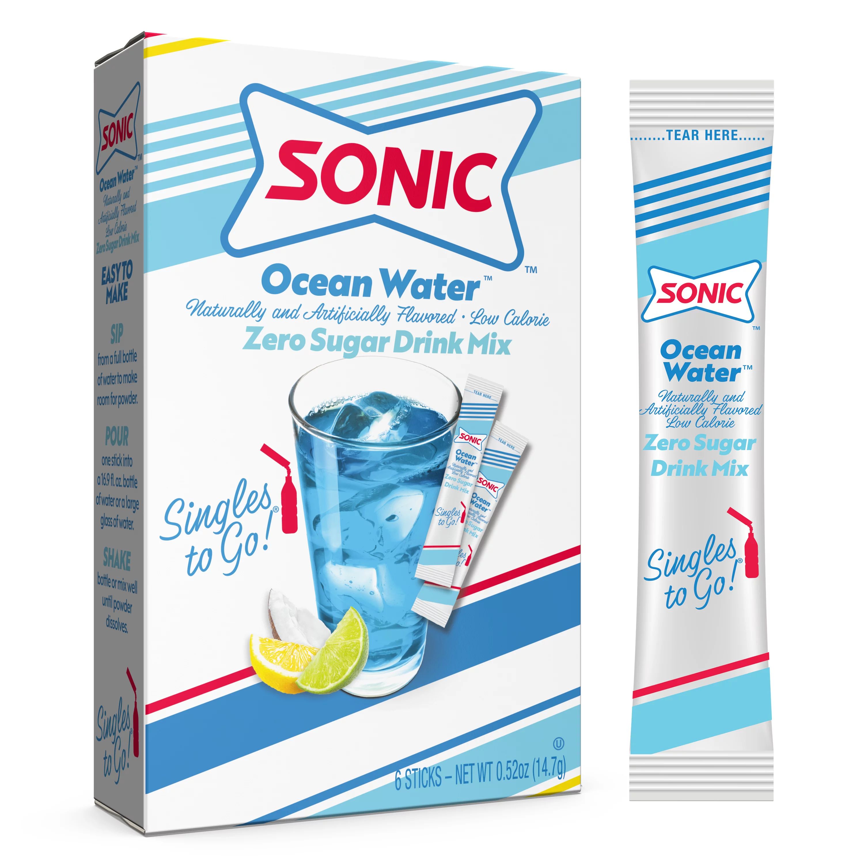 Sonic Zero Sugar Singles-to-Go Powdered Drink Mix, Ocean Water, 6 Count Packets | Walmart (US)
