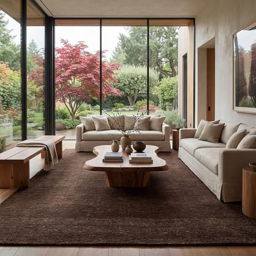 Rugs USA Arrel Speckled Wool-Blend Area Rug - 9'6" x 13'6" Area Rug Contemporary Truffle Brown for Living Room Bedroom Dining Room | Amazon (US)