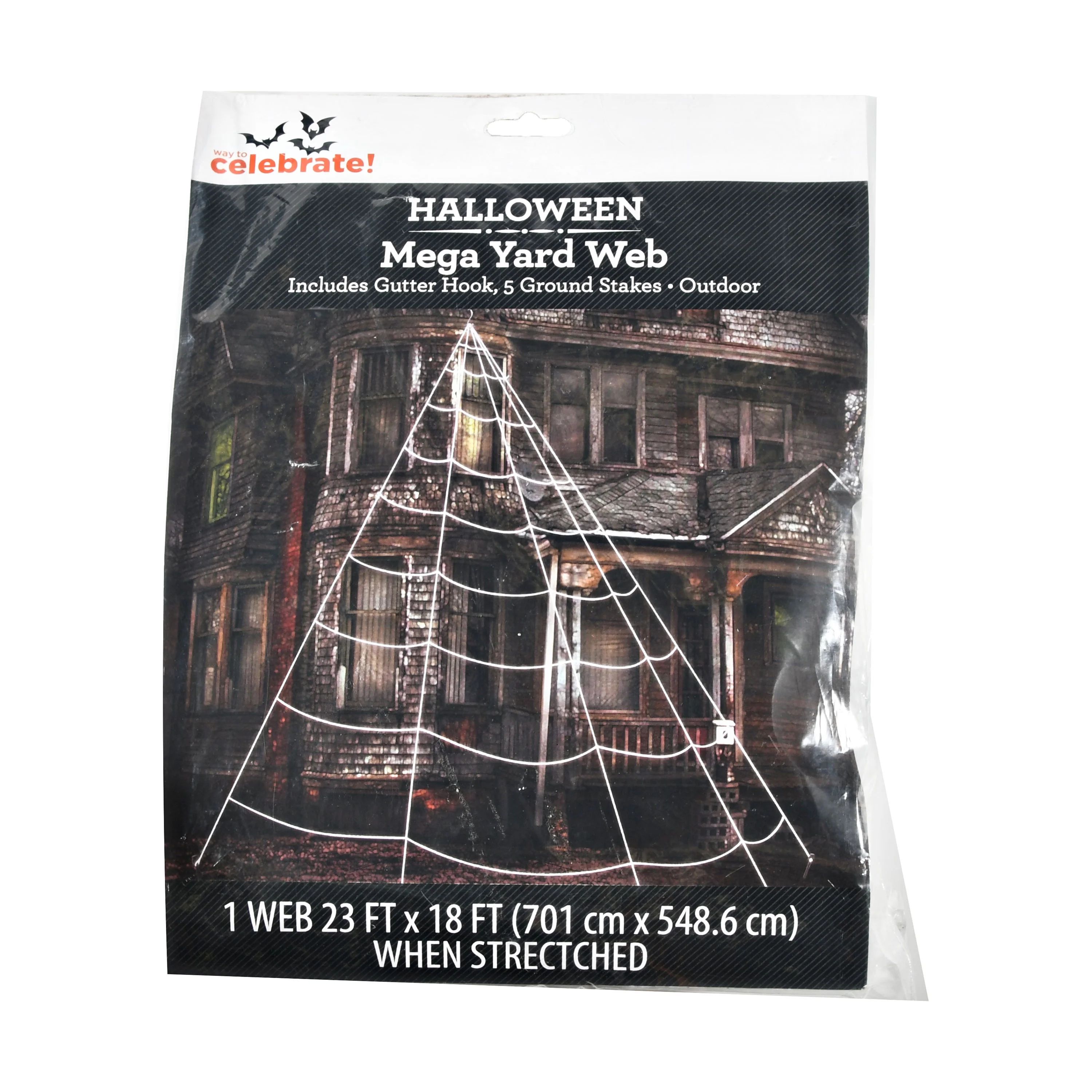 Way To Celebrate Halloween Mega White Yard Web, Assembled 23" x 18", Outdoor Decor | Walmart (US)