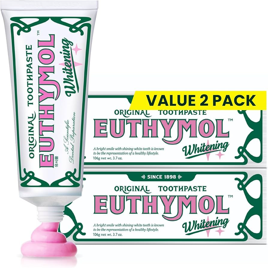 EUTHYMOL Whitening Toothpaste (3.7fl oz*2, Pack of 2) - Stain Removal in 2 Weeks, Long-Lasting Fr... | Amazon (US)