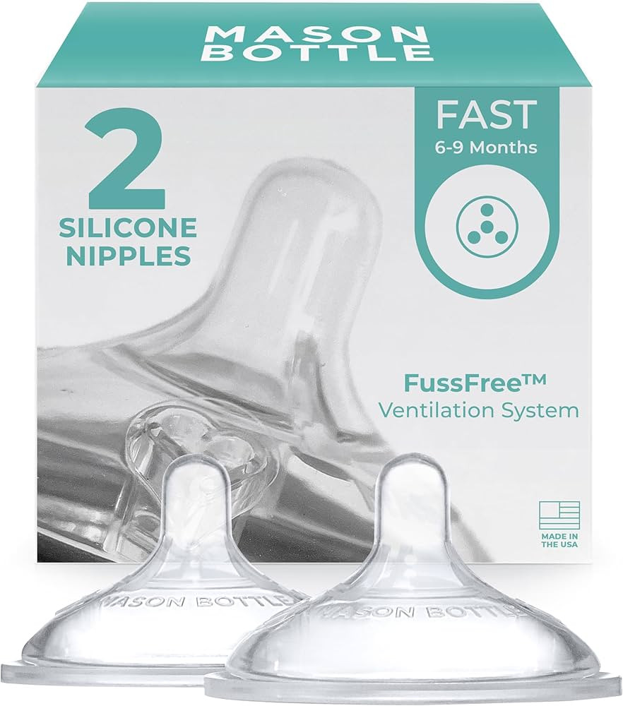 Mason Bottle Nipples (2-Pack) - Silicone Nipples, Fits Any Regular-Mouth Mason Jar - Fast Flow (6... | Amazon (US)