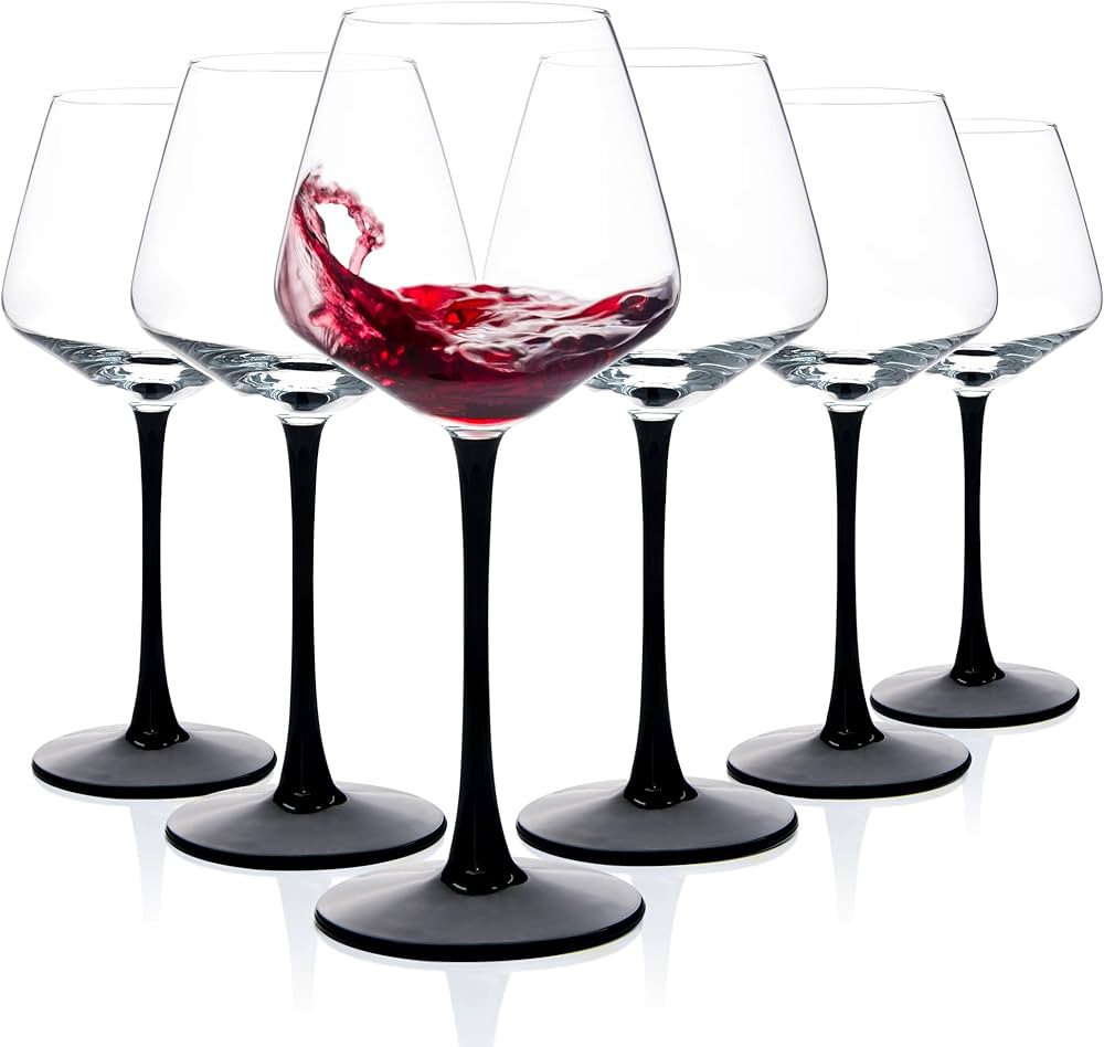 UMI UMIZILI Wine Glasses 15.5oz, Set of 6 Wine Glass for Red White, Black Long Stem Glassware for... | Amazon (US)