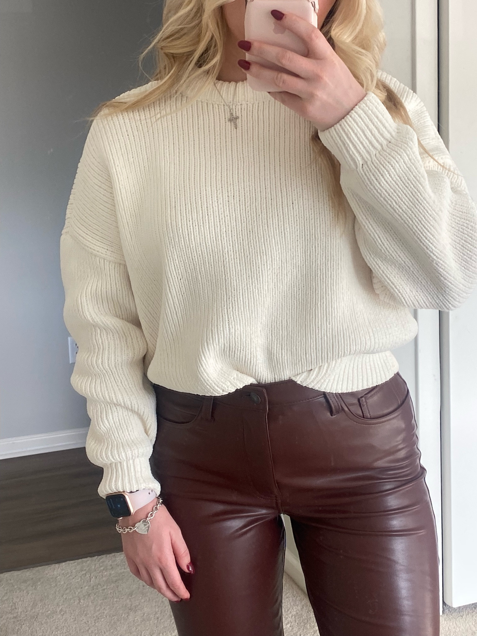winter outfit , dinner outfit, leather pants outfit inspo , Abercrombie leather pants , Abercrombie , white sweater outfit , outfit details , ootd , OOTN , party outfit 

#LTKSale #LTKfit #LTKSeasonal