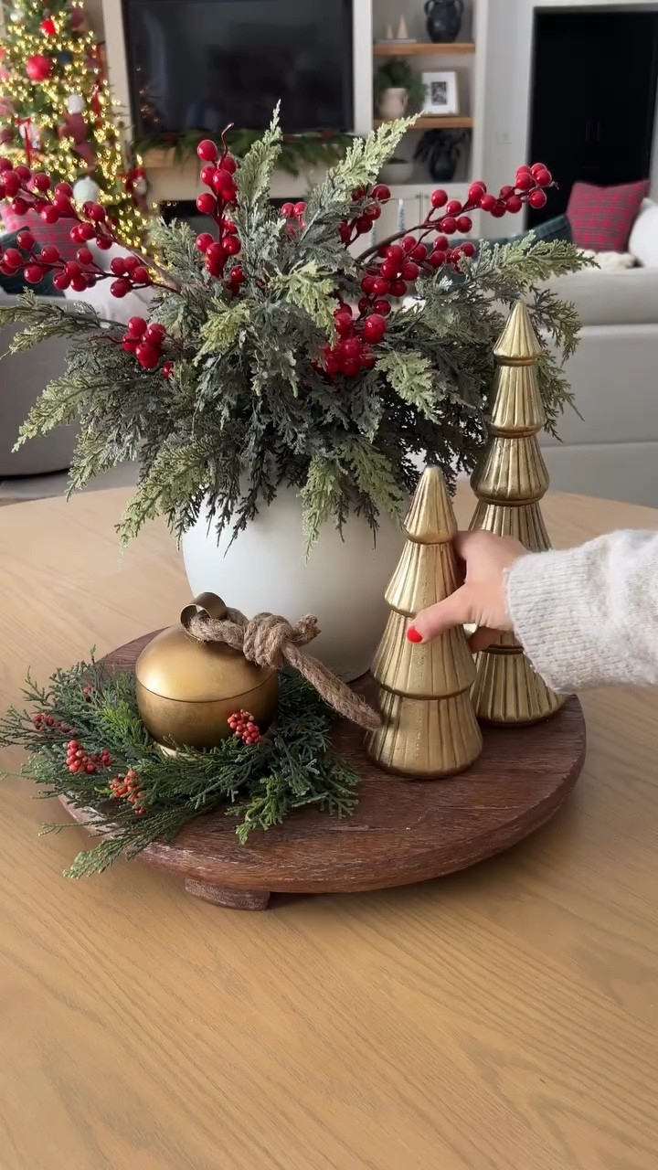Christmas centerpiece idea ✨❤️ these cedar stems, red berries and gold trees are all from Amazon


#LTKHoliday #LTKHome