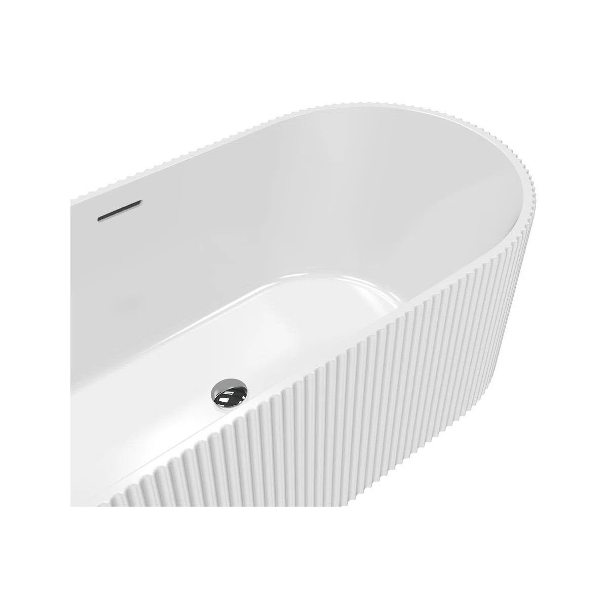 59"/67" Acrylic Freestanding Soaking Bathtub, Modern Glossy White Tub with Matte Black Drain PHO_... | Wayfair North America