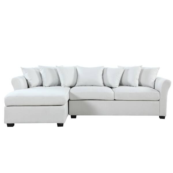 Large Linen Fabric Sectional Sofa with Left Facing Chaise Lounge | Bed Bath & Beyond