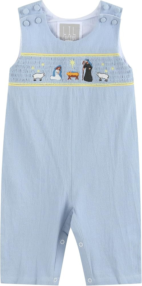 Lil cactus Boys Baby and Toddler Smocked Christmas Overalls | Amazon (US)