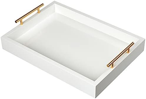2-Pack Decorative Serving and Vanity Tray for Food, Drinks, Household Items and More- Pearl White | Amazon (US)
