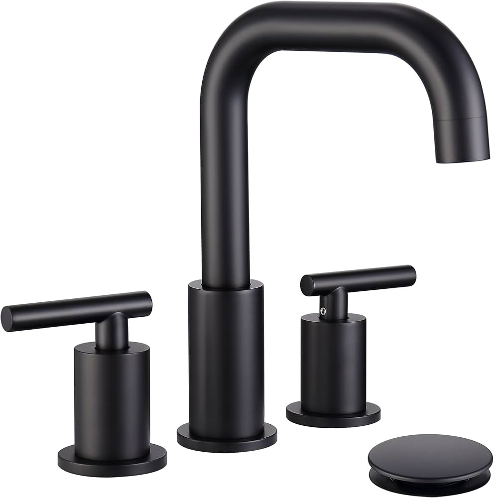 Widespread Bathroom Faucet Matte Black, 8 inch 2 Handles 3 Hole Black Bathroom Faucet with Pop Up... | Amazon (US)