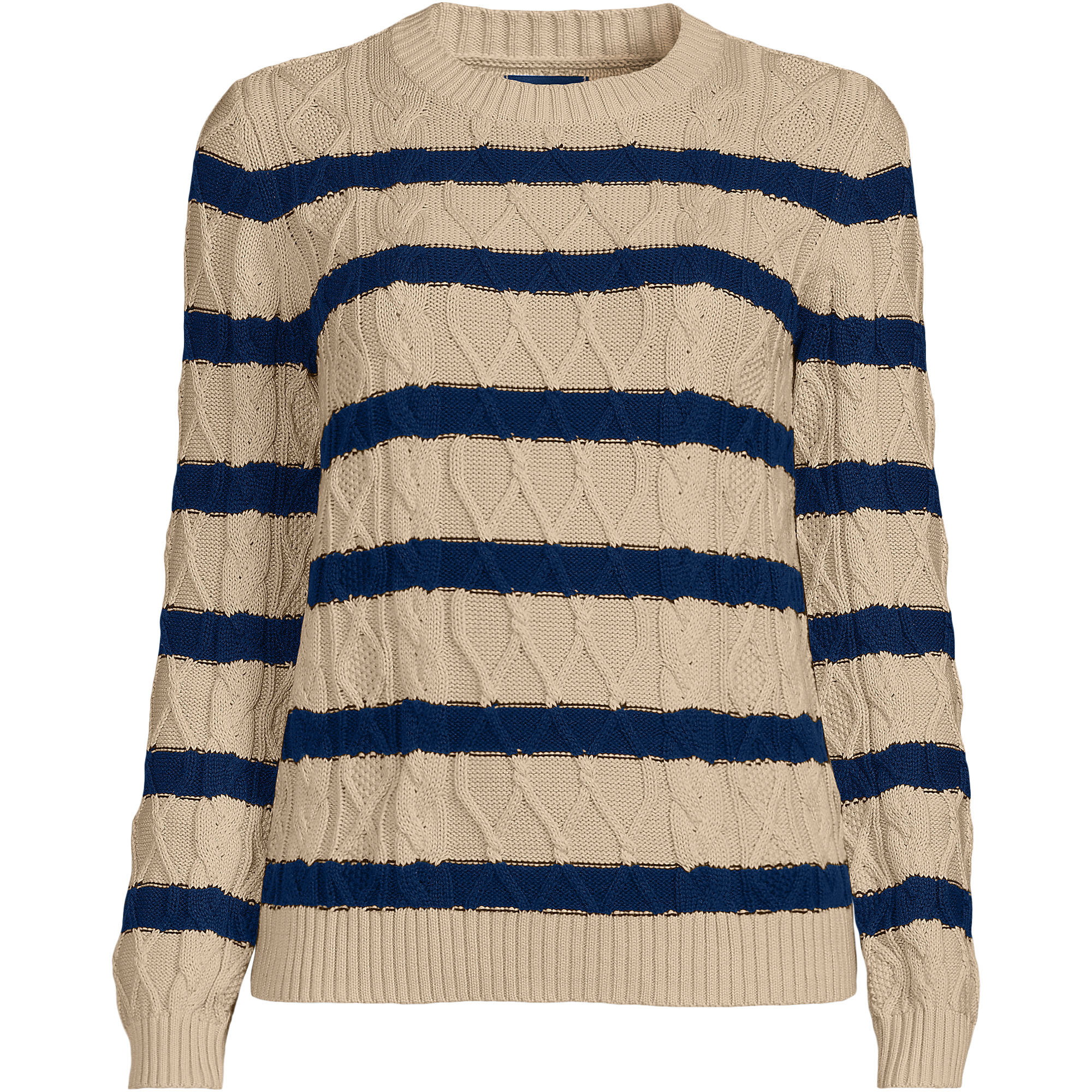 Women's Aran Cable Crew Neck Sweater | Lands' End (US)