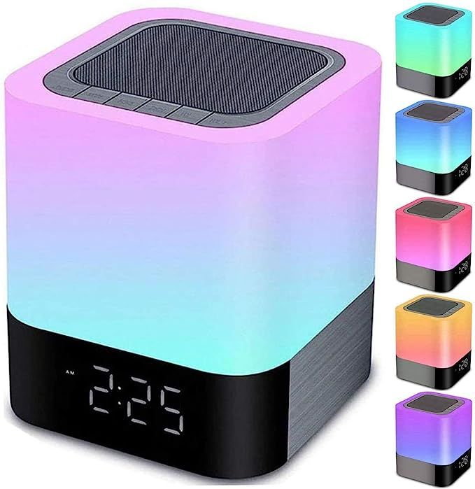 Amazon.com: Night Lights Bluetooth Speaker, Alarm Clock Bluetooth Speaker Touch Sensor Bedside La... | Amazon (US)