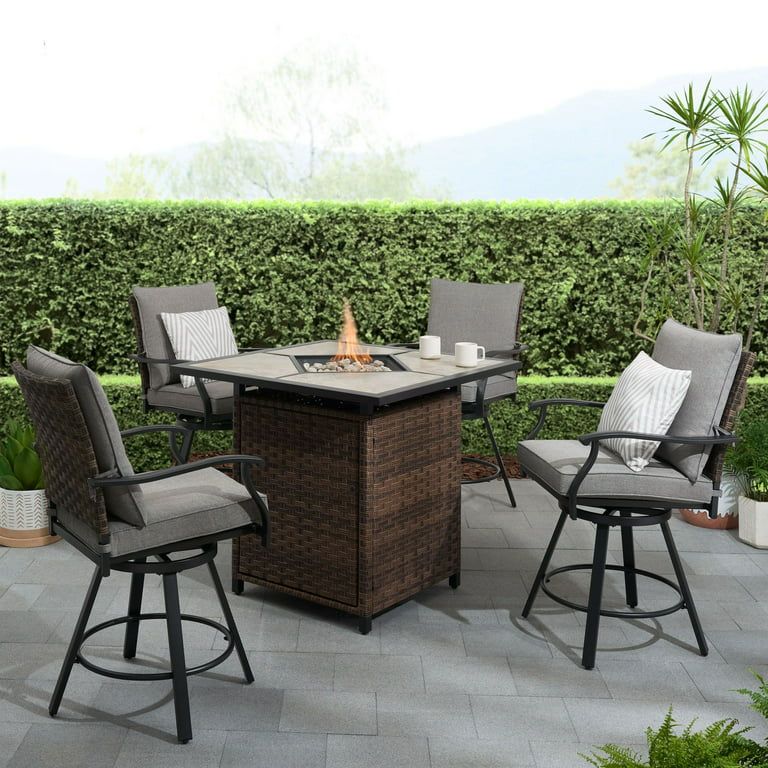 Better Homes & Gardens Elmdale 5 Piece High Swivel Dining Set with Firepit table | Walmart (US)