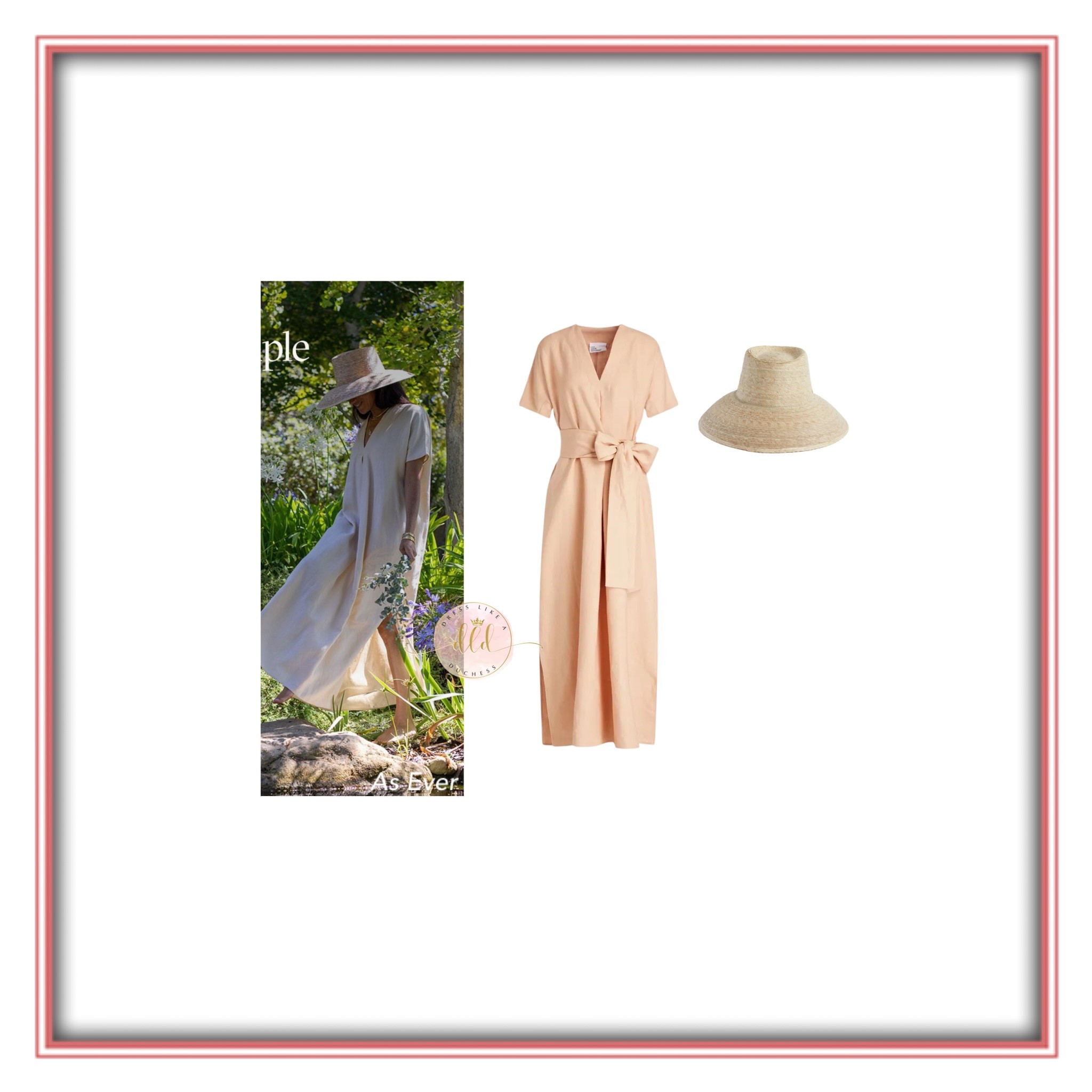 4/2/26 Meghan Markle wearing Lisa Marie Fernandez Rosetta dress + Sarah Bray Bermuda hat for new As Ever photo 