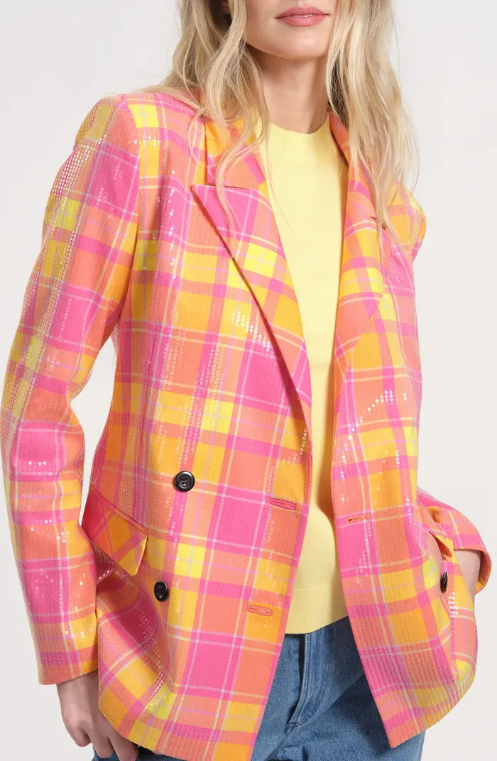 Sequin Plaid Double Breasted Blazer | Nordstrom