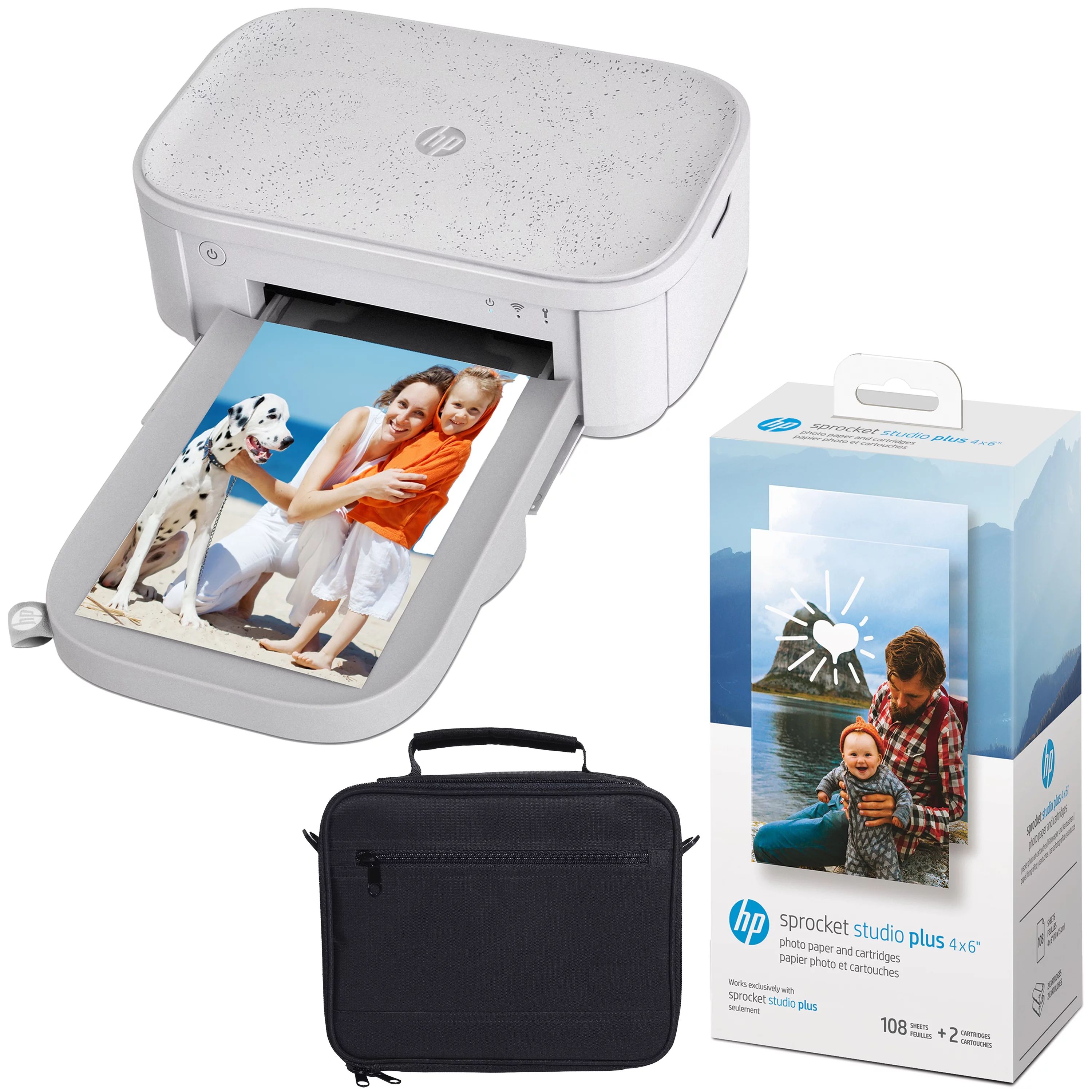 HP Sprocket Studio Plus 4x6” Instant Color Photo Printer – Bundle: Case and Photo Paper | Walmart (US)