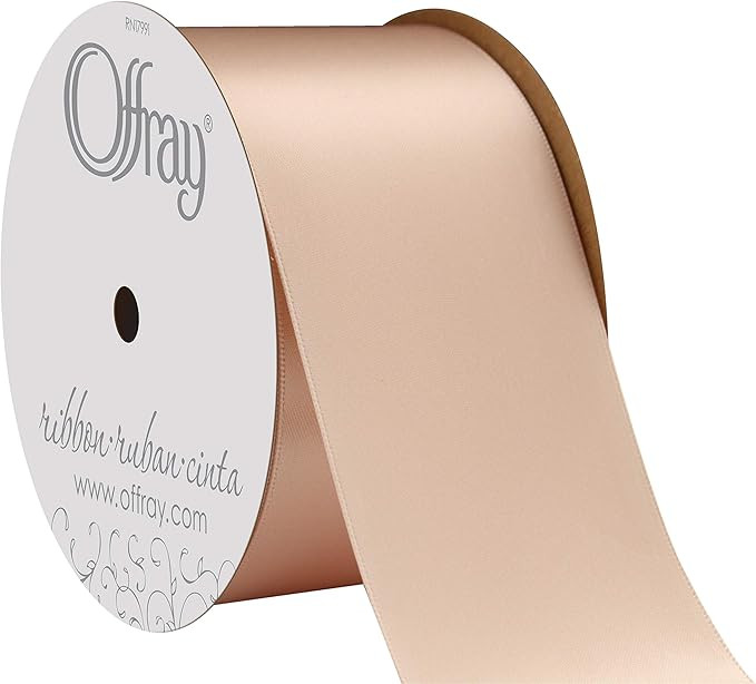 Berwick Offray 2.25" Wide Double Face Satin Ribbon, Chardonnay Ivory, 10 Yds | Amazon (US)