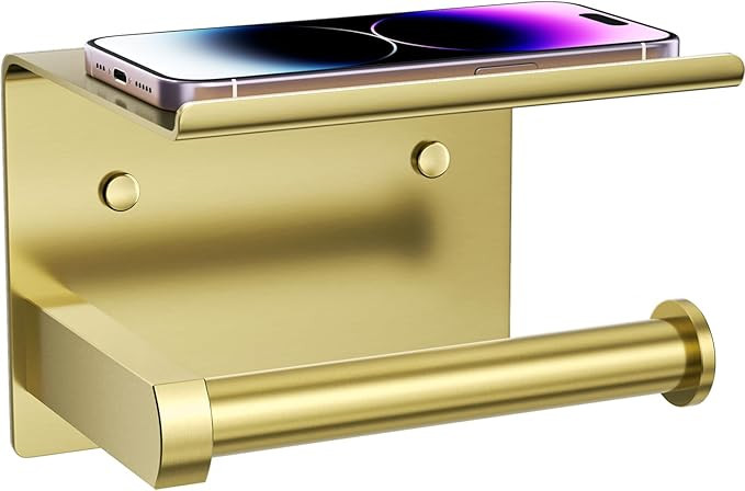 Tindbea Toilet Paper Holder with Phone Shelf, Adhesive or Screw Wall Mount Toilet Tissue Roll Hol... | Amazon (US)