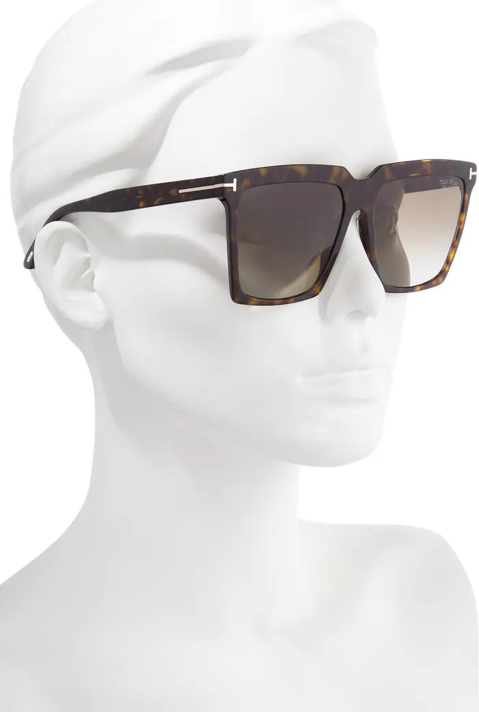 TOM FORD Sabrina 58mm Polarized Gradient Square Sunglasses | Nordstrom | Nordstrom