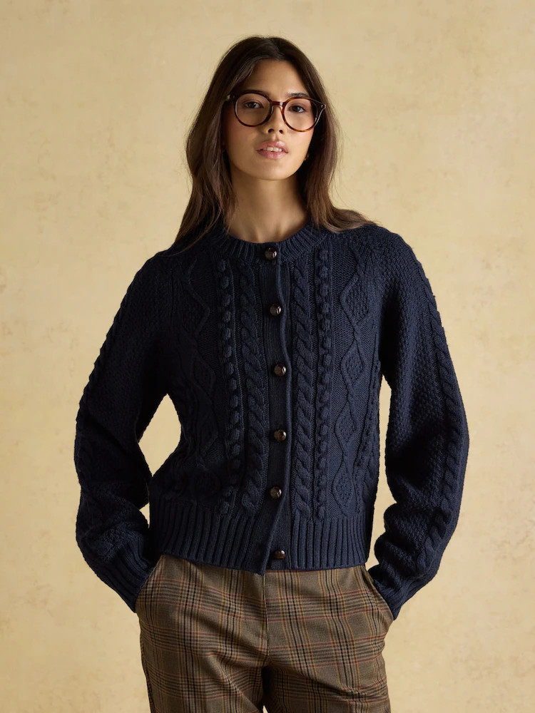 Buy Joules Rafferty Navy Cable Knit Cardigan from Next USA | Next US