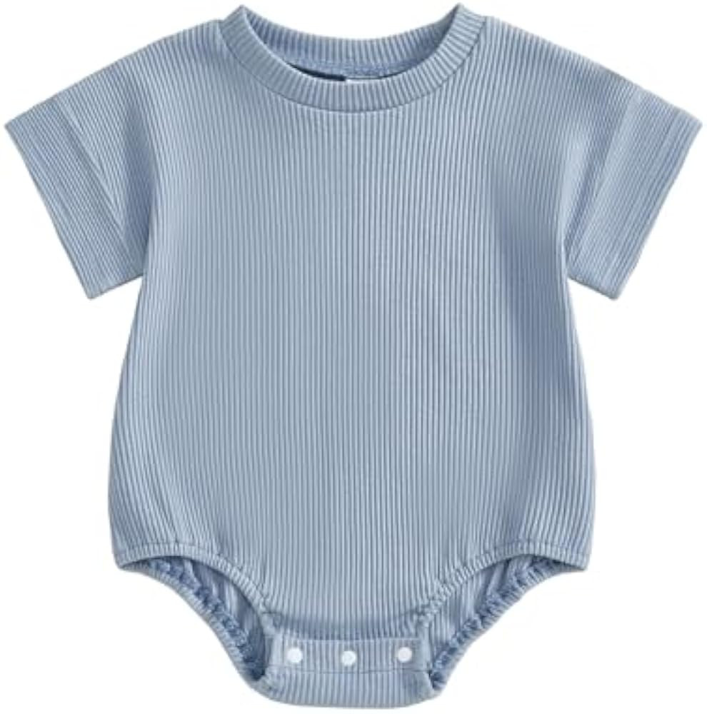 Baby Summer Bubble Romper Infant Boy Girl Short Sleeve Onesie Oversize Cotton T-shirt Bodysuit To... | Amazon (US)