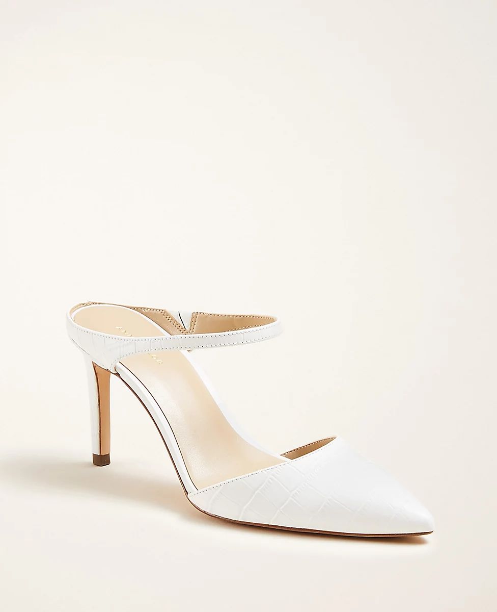 Jodie Embossed Leather Mule Pumps | Ann Taylor | Ann Taylor (US)