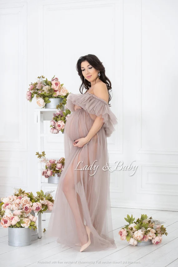 Maternity Dress Photo Shoots Tulle Nude Cappuccino | Etsy | Etsy (US)