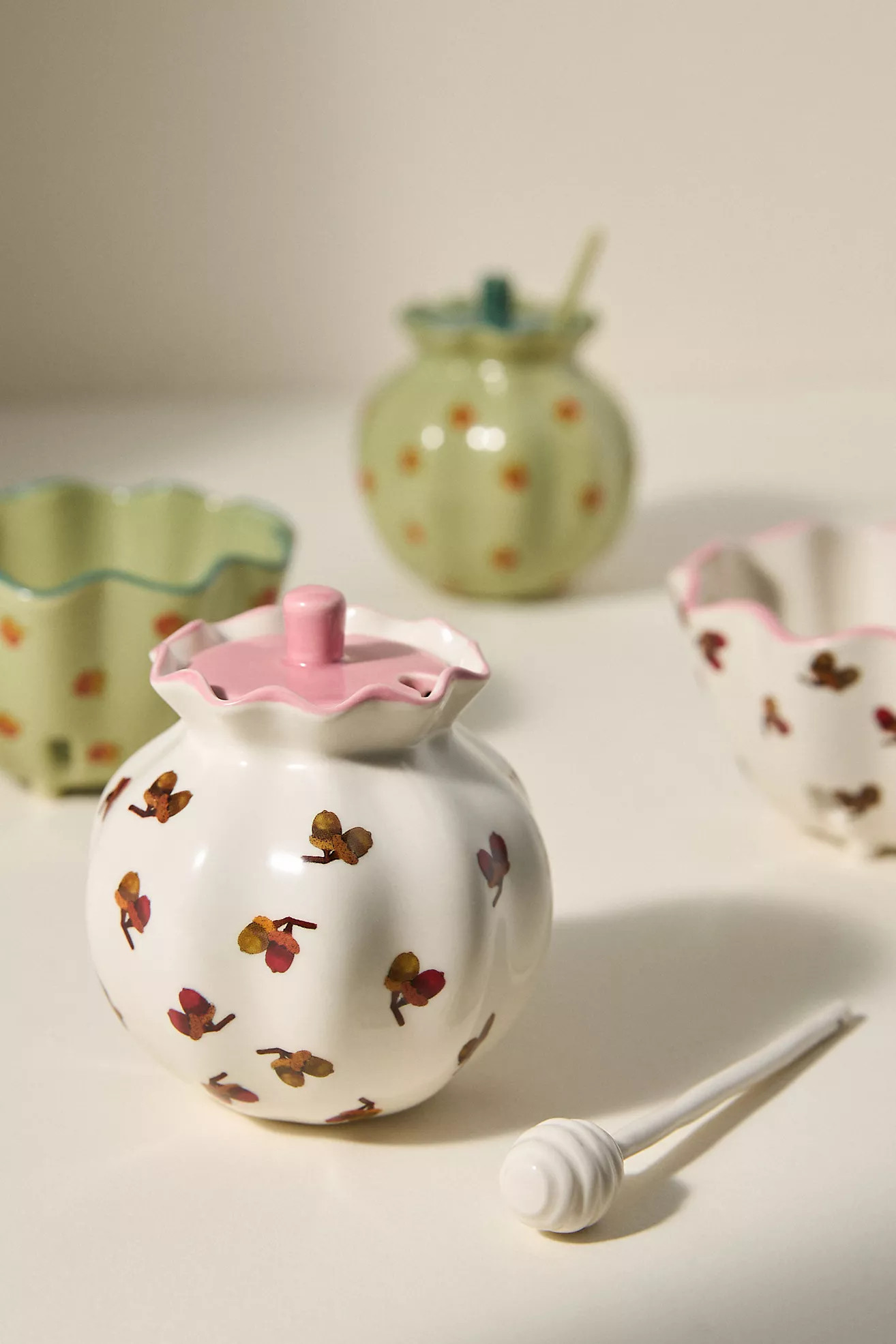 Georgie Handpainted Decaled Stoneware Honey Pot | Anthropologie (US)