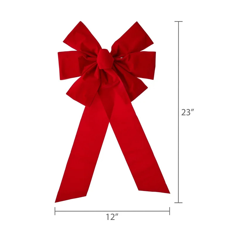 Red Velvet Decorative Christmas Bow, 23", by Holiday Time | Walmart (US)