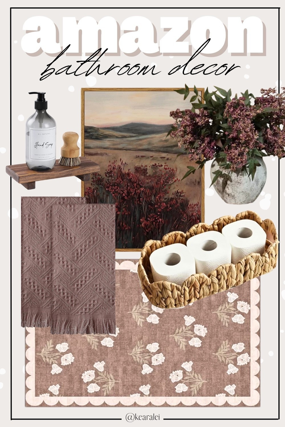Amazon bathroom decor home finds organic modern cozy living brown floral scalloped rug brown textured hand towels scallop edge storage basket woven wicker rattan baskets toilet paper storage under sink organization cabinet storage organizer gold towel hooks burgundy maroon floral stems burgundy stems berry stems eucalyptus red leaves vintage landscape art prints rustic art terracotta ceramic vase antique soap dispenser wooden tray affordable || #Amazon #home #decor #fall #decorations #pillows #blankets #farmhouse #pumpkins
.
.
Midi Dress, Wedding Guest Dresses, Bachelorette Party, Resort Wear, Maxi Dress, Swimsuit, Bikini, Travel, Back to School, Booties, skinny Jeans, Candles, Earth Tones, Wraps, Puffer Jackets, welcome mat,Travel Luggage, wedding guest, Work blazers, Heels, cowboy boots, Concert Outfits, Teacher Outfits, Nursery Ideas, Bathroom Decor, Bedroom Furniture, Living Room Furniture, Work Wear, Business Casual, White Dresses, Cocktail Dresses, Maternity Dresses, Wedding Guest Dresses, Maternity, Wedding, Wall Art, Maxi Dresses, Sweaters, Fleece Pullovers, button-downs, Oversized Sweatshirts, Jeans, High Waisted Leggings, dress, amazon dress, joggers, home office, dining room, amazon home, bridesmaid dresses, Cocktail Dresses, Summer Fashion, wedding guest dress, Pantry Organizers, kitchen storage organizers, leather jacket, throw pillows, table decor, Fitness Wear, Activewear, Amazon Deals, shacket, nightstands, Plaid Shirt Jackets, Walmart Finds, curtains, slippers, coffee bar, lounge set, golden goose, playroom, Hospital bag, swimsuit, pantry organization, Accent chair, Farmhouse decor, sectional sofa, entryway table, console table, sneakers, coffee table decor, laundry room, baby shower dress, shelf decor, Target style, Amazon finds, Home decor, Walmart, Kitchen decor, Master bedroom, Baby, Swimsuits, Coffee table, Dresses, Mom jeans, Bar stools, Desk, Mirror, swim, Bridal shower dress, Patio Furniture, shorts, sandals, sunglasses


#LTKSaleAlert #LTKSeasonal #LTKHome