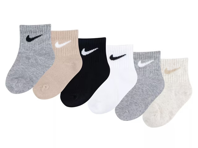 Nike Solid Kids' Quarter Ankle Socks - 6 Pack | DSW