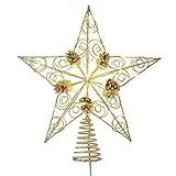Kurt S. Adler Kurt Adler 11.75-Inch 30 Fairy Light Gold Star with Pinecones Treetop Tree Topper, Mul | Amazon (US)