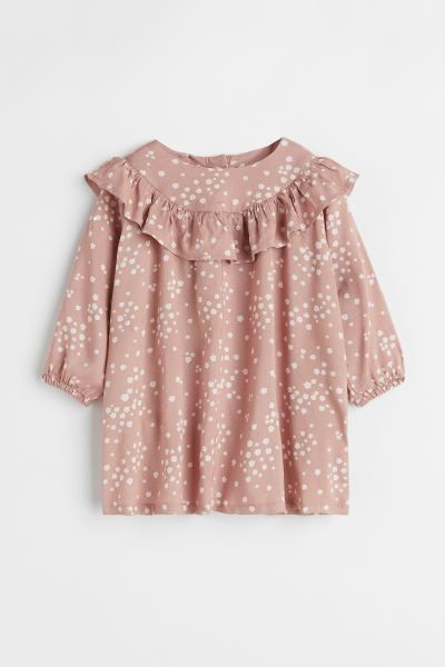 Ruffle-trimmed Dress - Dusty rose/small flowers - Kids | H&M US | H&M (US)