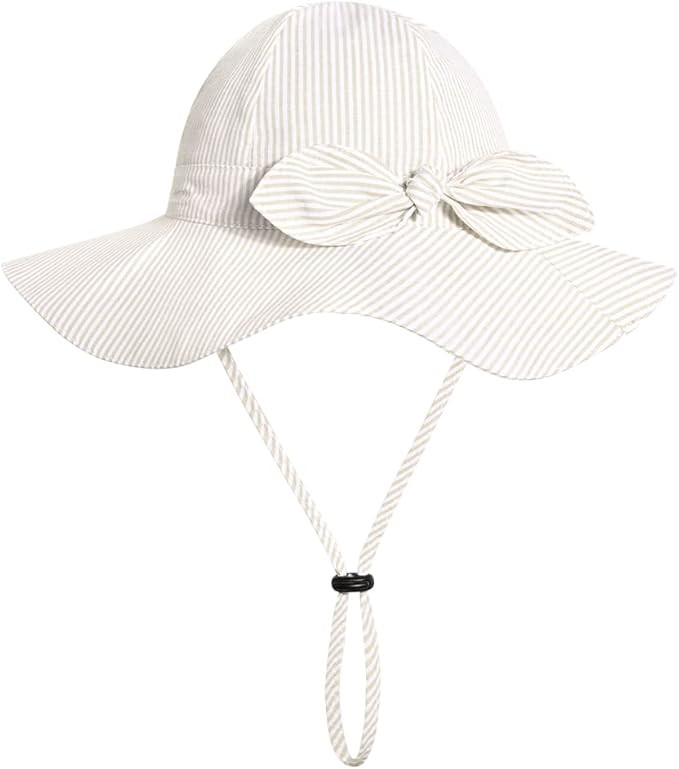 Baby Girl Sun Hat with UPF 50+ Outdoor Adjustable Beach Hat with Wide Brim Bucket Hats | Amazon (US)
