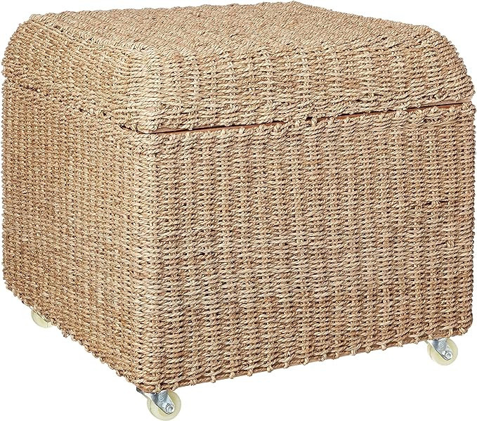 Household Essentials Rolling Seagrass Wicker Storage Seat | Amazon (US)