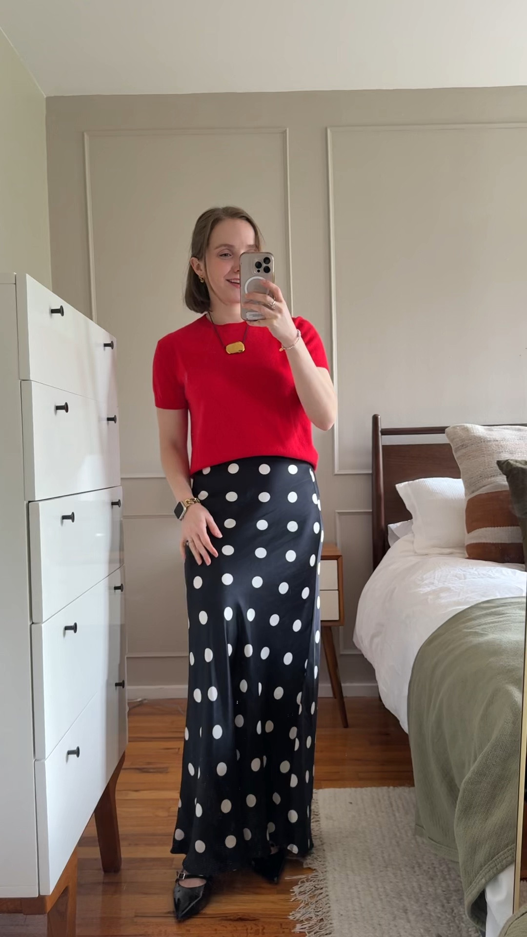 Pop of color outfit of the day 
Quince 365 day free shipping and return s
Small cashmere tee and small maxi washable silk skirt

#LTKootd #LTKPetite #LTKSaleAlert