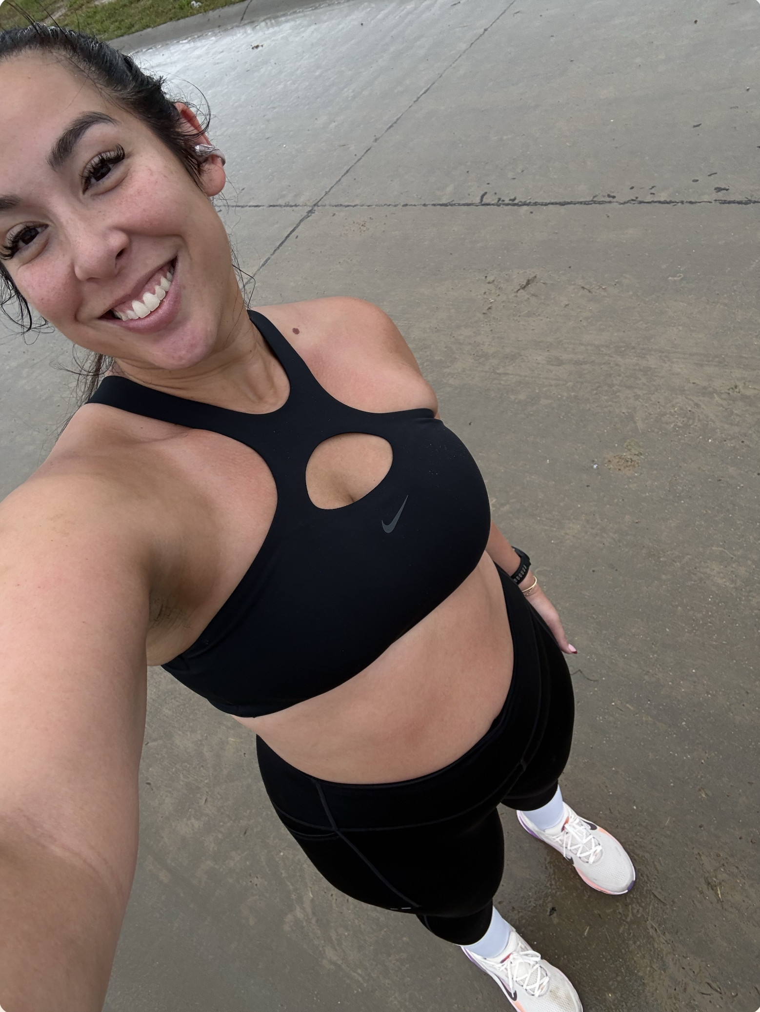 What I wore to train for the chicago marathon! All from Nike, leggings that don't roll and thick thigh friendly + a super supportive top! & the most comfortable running shoes! midsize, running outfit, marathon training 

 #LTKSeasonal #LTKMidsize