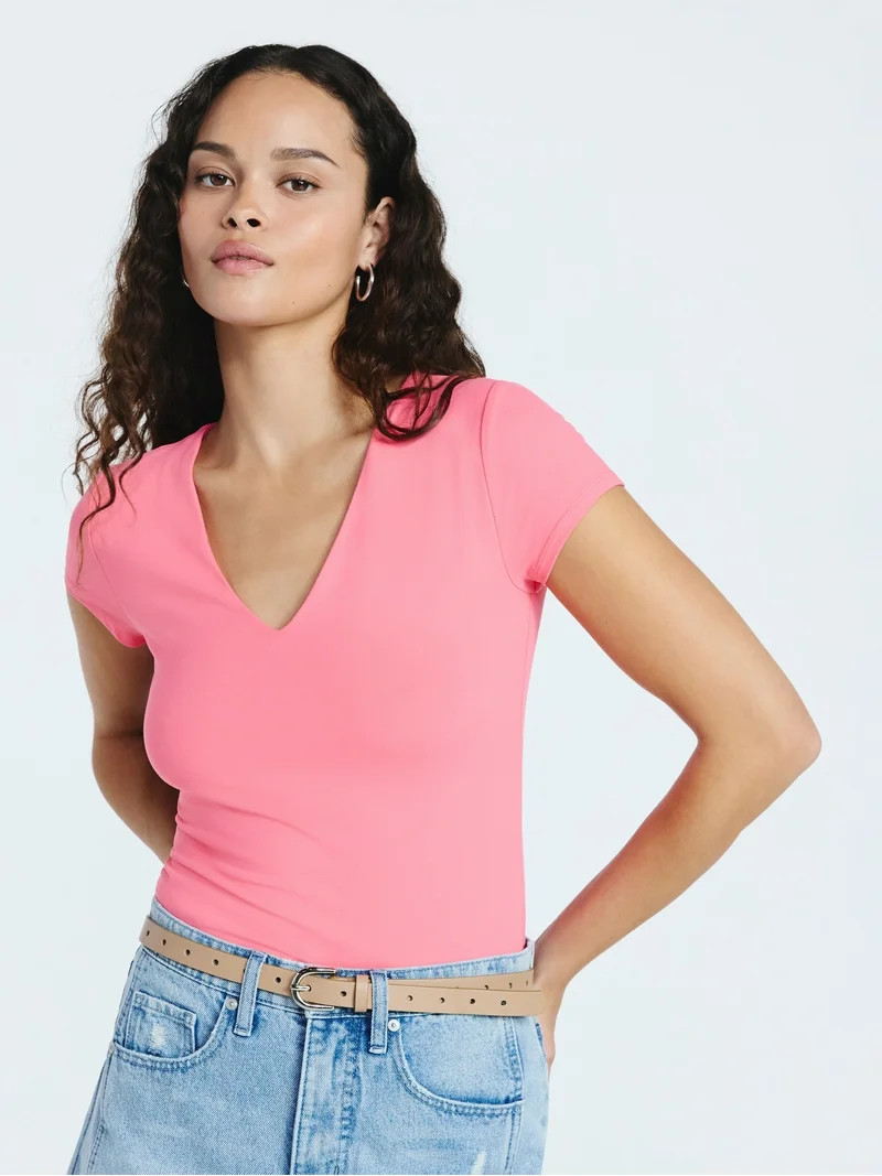 Scoop Women's and Women's Plus Ultimate Refined Contour V Neck Tee, Sizes XS-4X | Walmart (US)