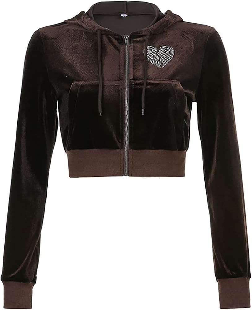 MISSACTIVER Women’s Y2K Velour Full Zip Sweatsuits 2 Outfit Set Broken Heart Print 2 Piece Sets... | Amazon (US)