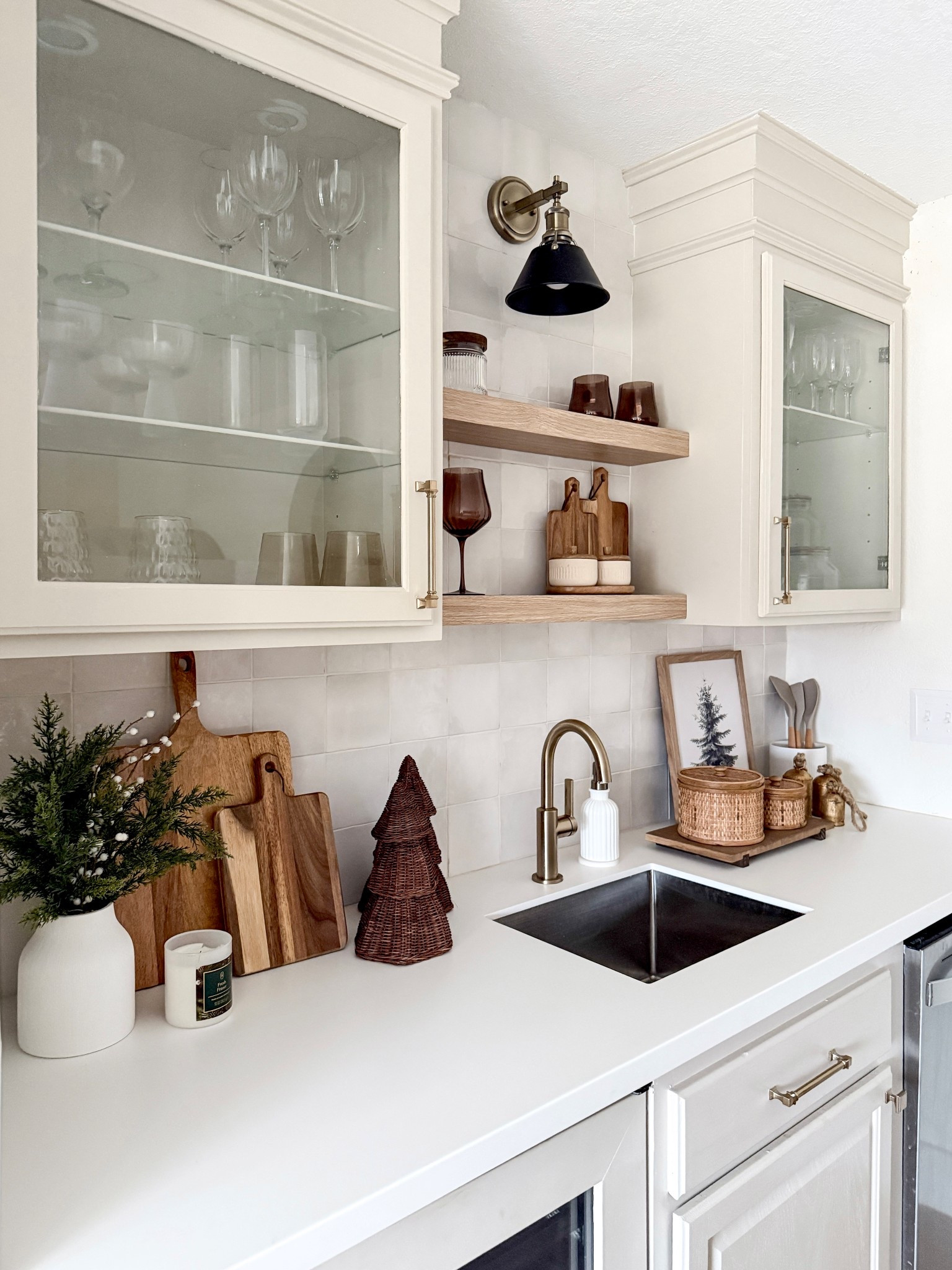 Winter kitchen decor, kitchen counter styling, glassware, Christmas decor 

#LTKHome #LTKSaleAlert #LTKHoliday