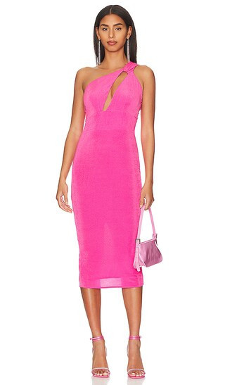 Ash Dress in Barbie Pink | One Shoulder Dress | Pink Midi Dress | Revolve Clothing (Global)