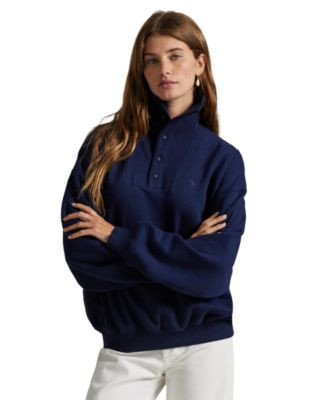 Polo Ralph Lauren Women's Arctic Ribbed Mockneck Long-Sleeve Fleece Pullover - Cruise Navy | Macy's