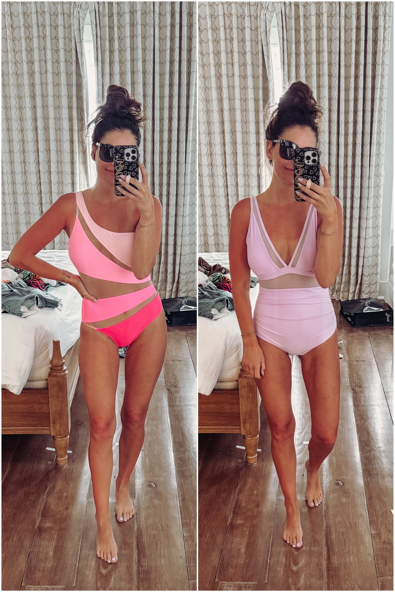 amazon swim wins! size small in both! the lavender definitely has more bootie coverage than the pink 

#LTKtravel #LTKfindsunder50 #LTKswim